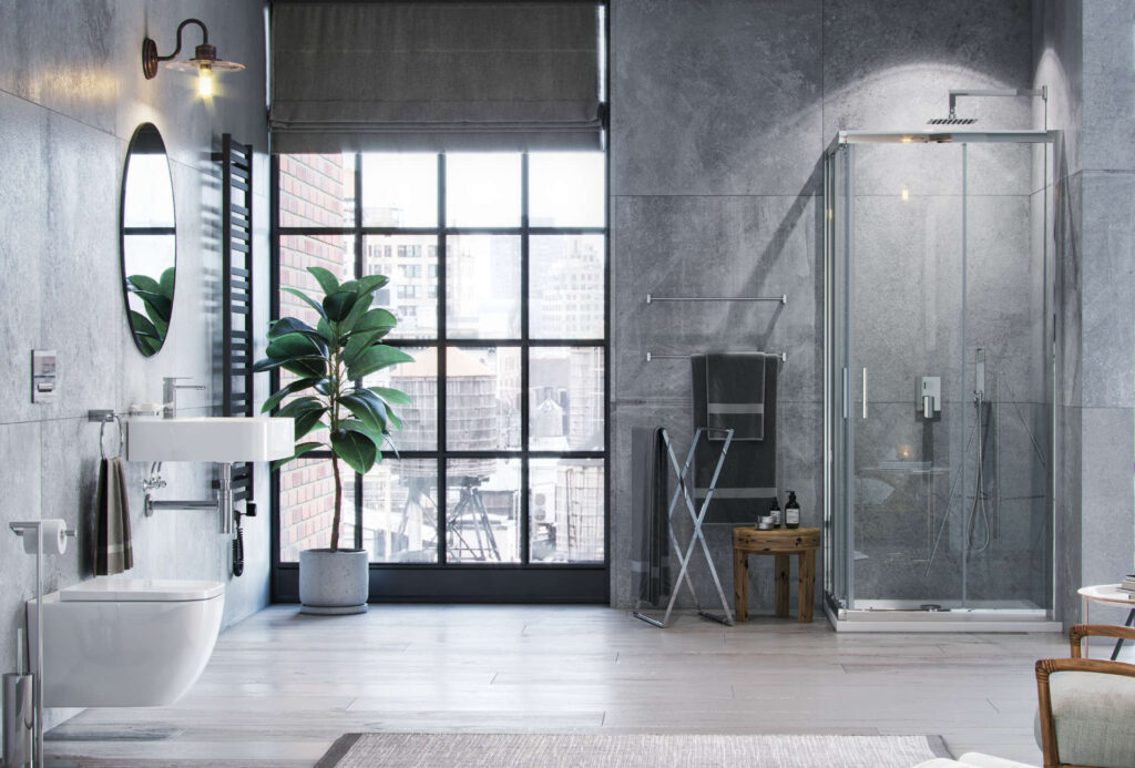 Seria 201 kabina kwadratowa 80×80 cm drzwi przesuwne, powłoka Clean Control, chrom