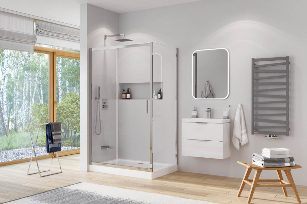 Seria 201 ścianka boczna 90 cm, powłoka Clean Control, chrom przezroczyste