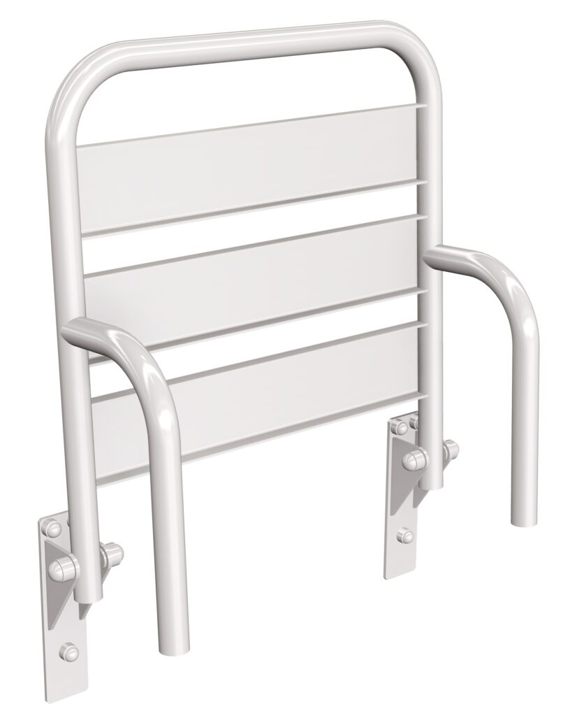 Siedzisko (krzesełko) prysznicowe metalowe składane ANDEX Bez Barier 836B stal nierdzewna biały