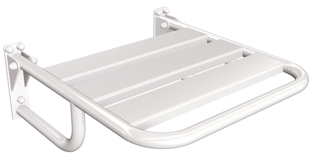 Siedzisko (krzesełko) prysznicowe metalowe składane ANDEX Bez Barier 836B stal nierdzewna biały
