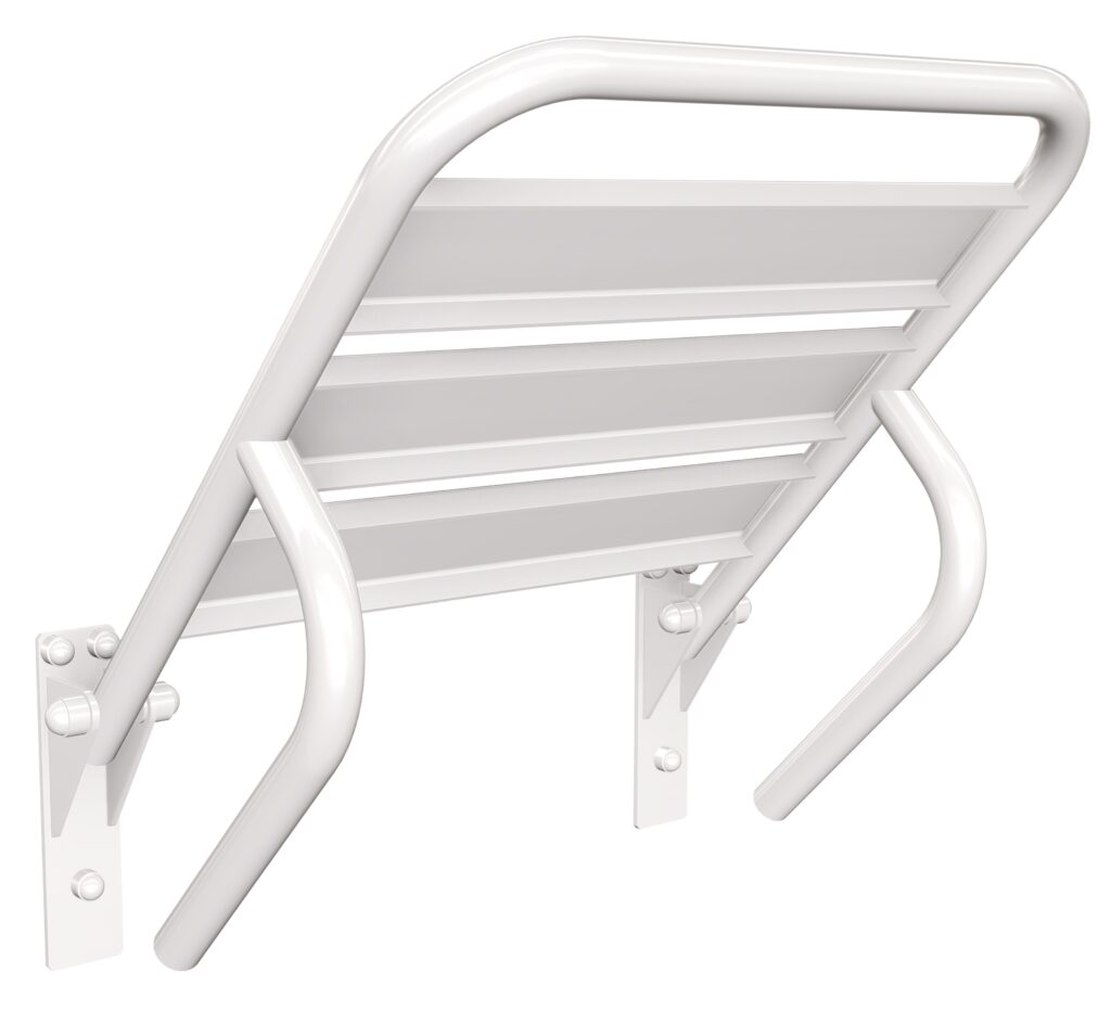 Siedzisko (krzesełko) prysznicowe metalowe składane ANDEX Bez Barier 836B stal nierdzewna biały