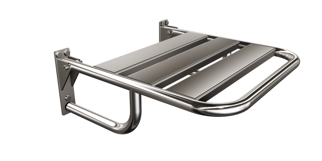 Siedzisko (krzesełko) prysznicowe metalowe składane ANDEX Bez Barier 836CC stal nierdzewna polerowana