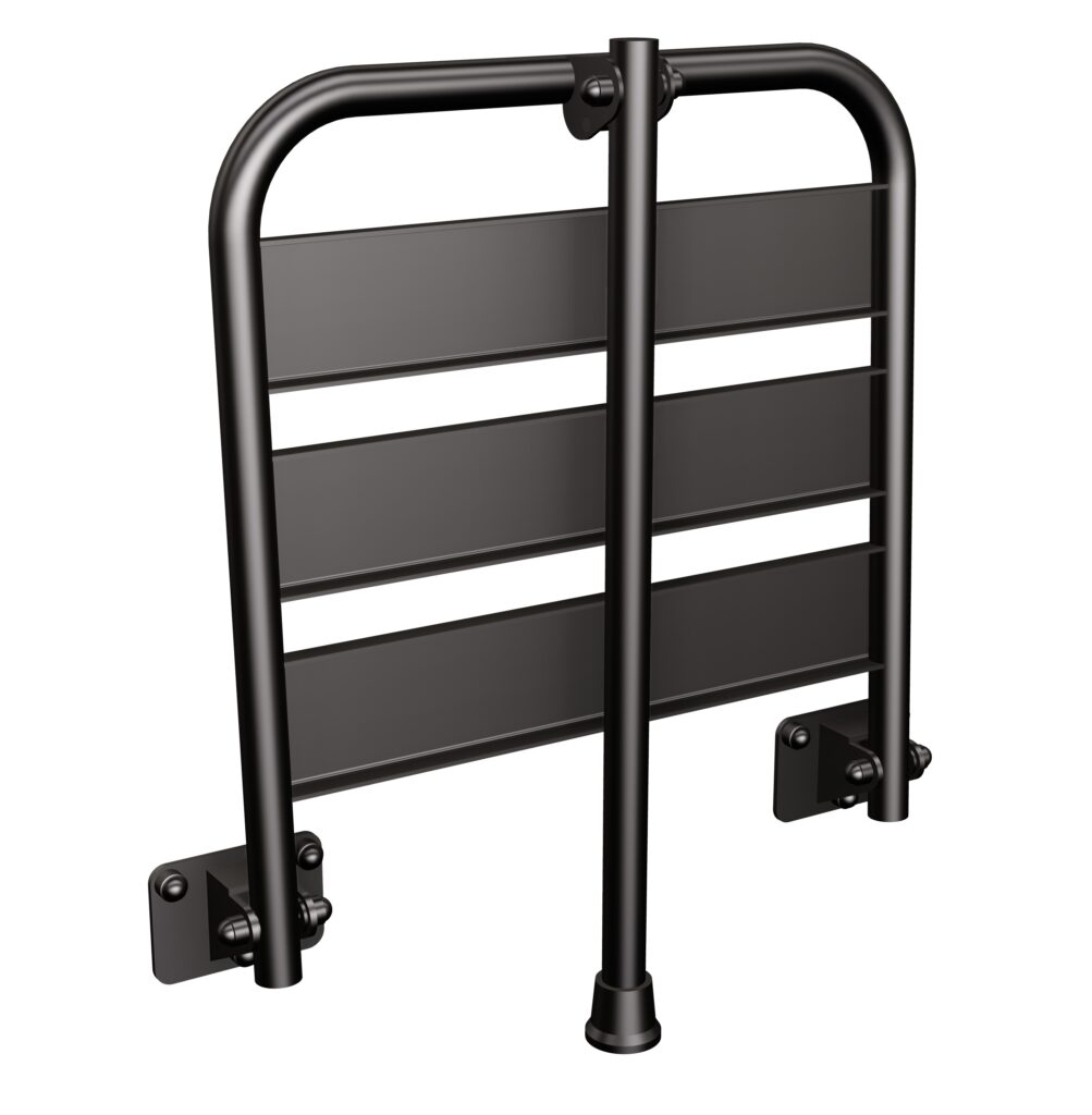 Siedzisko (krzesełko) prysznicowe metalowe składane z podporą ANDEX Bez Barier 837NG stal nierdzewna czarny