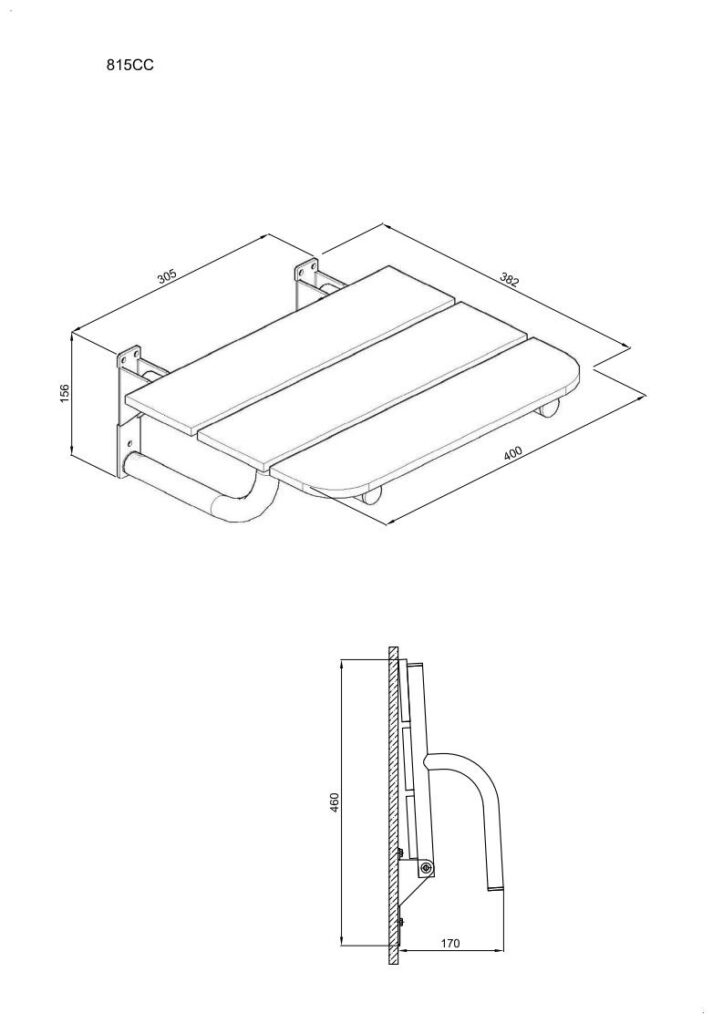 Siedzisko (krzesełko) prysznicowe składane ANDEX Bez Barier 815CC stal nierdzewna polerowana