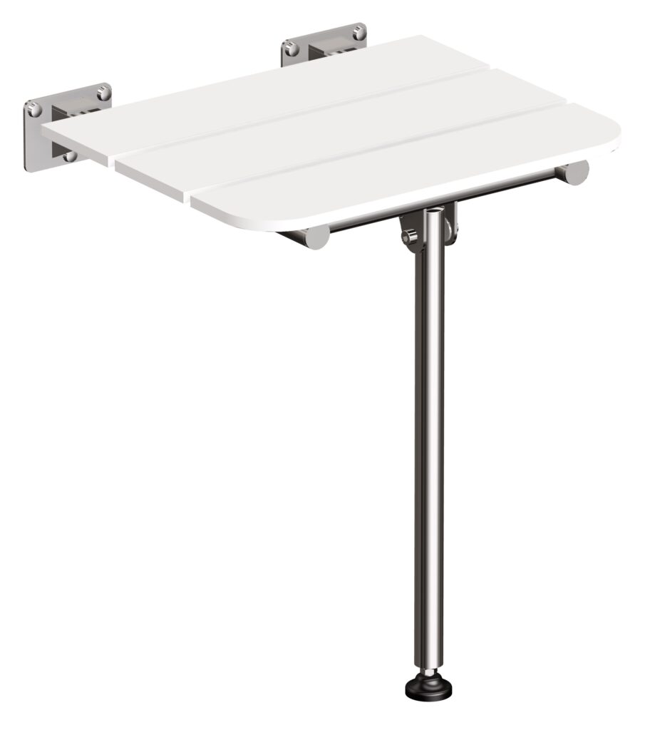 Siedzisko prysznicowe z podporą składane ANDEX Bez Barier 833CC stal nierdzewna polerowana