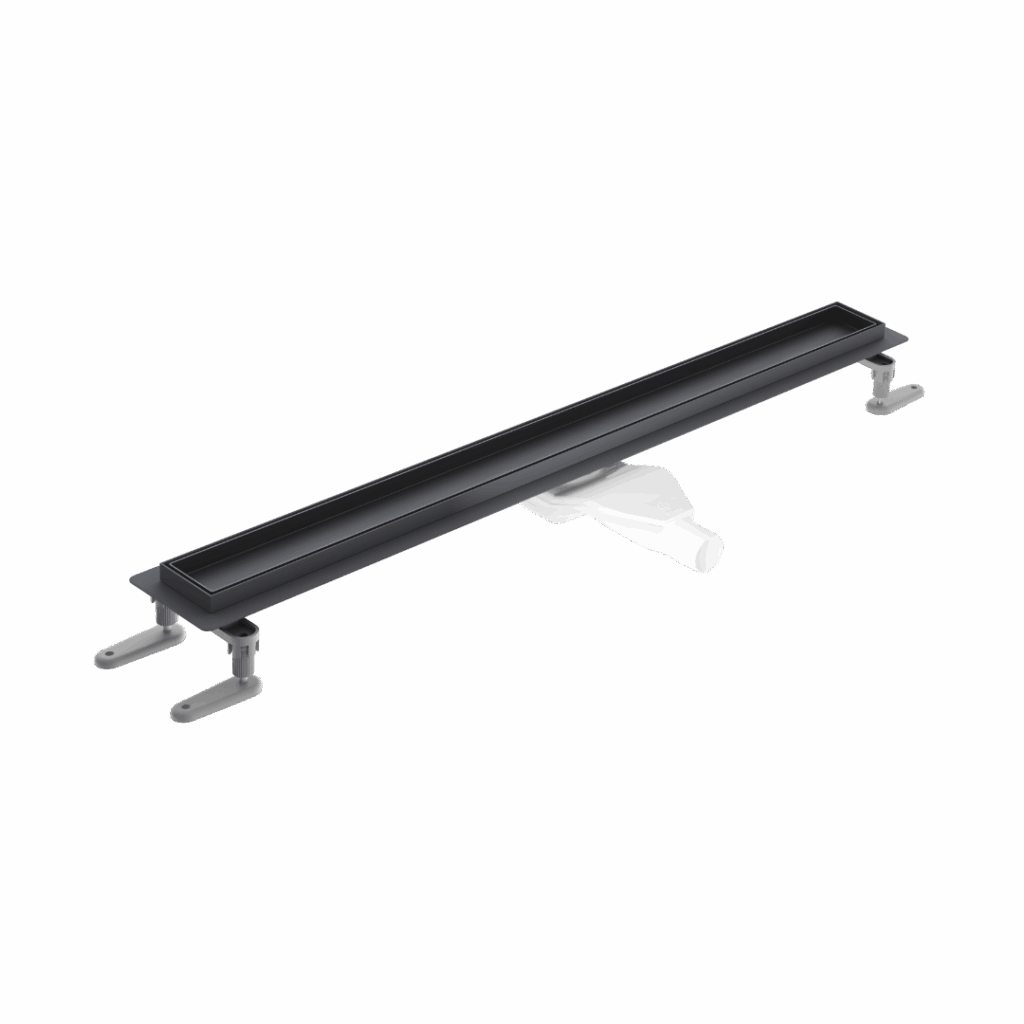 Stilio odpływ liniowy 90 cm z kołnierzem ruszt do wypełnienia płytką, grafit szczotkowany