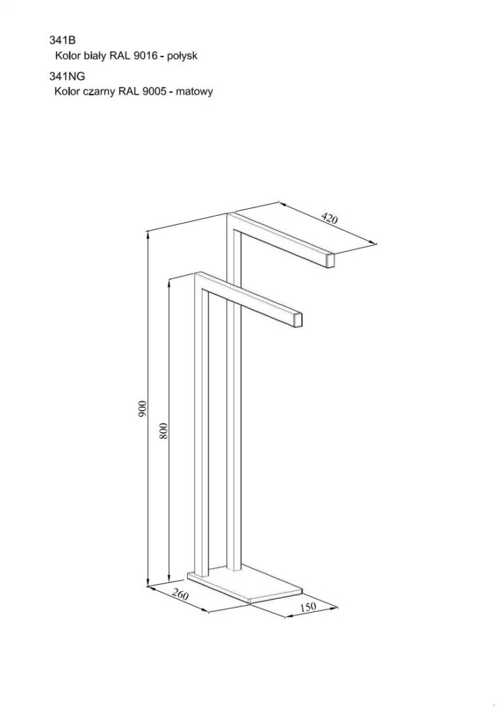 Stojak na dwa ręczniki ANDEX Technic 341NG czarny