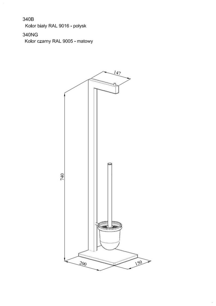 Stojak na papier i szczotkę ANDEX Technic 340B biały