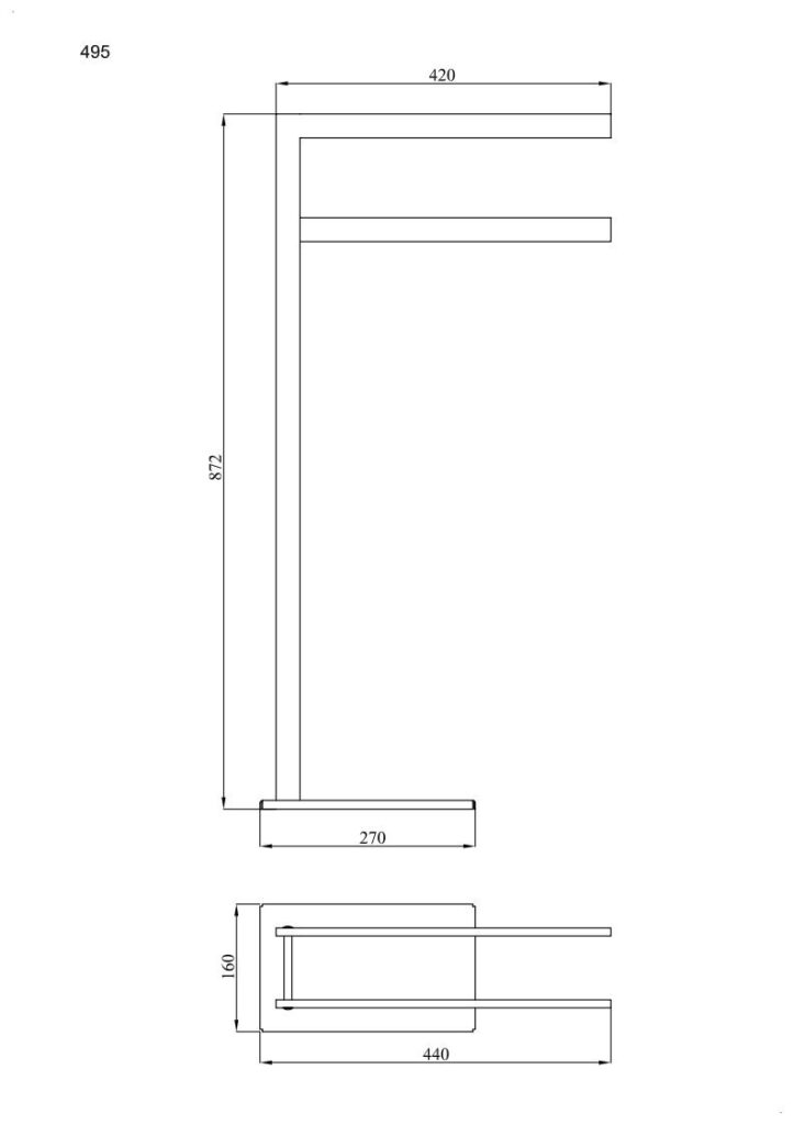 Stojak na ręczniki ANDEX Norwegian 495SG stal nierdzewna polerowana