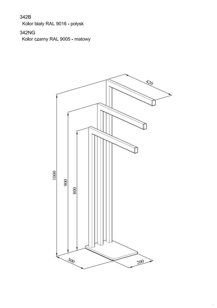 Stojak na trzy ręczniki ANDEX Technic 342B biały