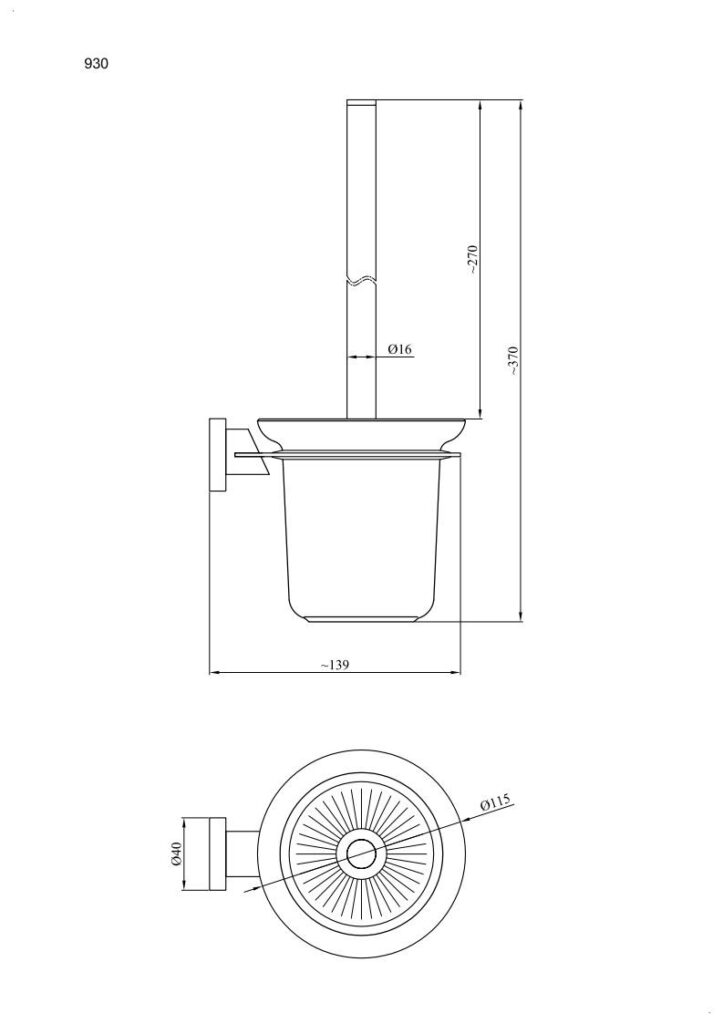 Szczotka wc wisząca ANDEX Novel 930SG stal nierdzewna polerowana