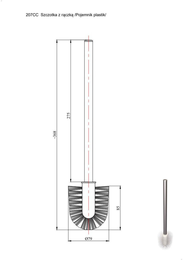 Szczotka z rączką do pojemników plastikowych ANDEX 207P chrom