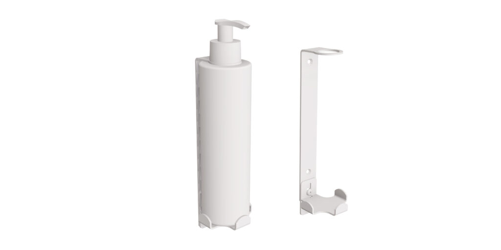 Uchwyt-dozownik mydła w płynie 300ml ANDEX Technic 348B stal nierdzewna biały