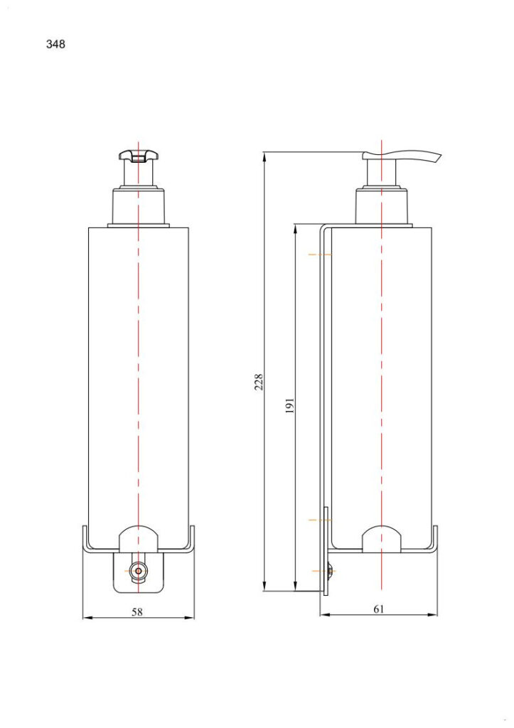 Uchwyt-dozownik mydła w płynie 300ml ANDEX Technic 348SG stal nierdzewna polerowana