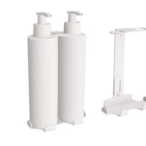 Uchwyt-dozownik mydła w płynie i szamponu 2x300ml ANDEX Technic 349B stal nierdzewna biały