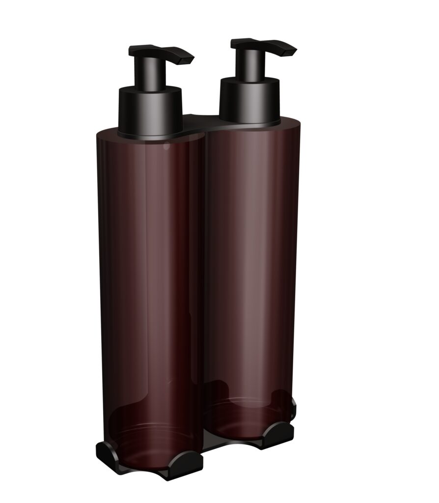 Uchwyt-dozownik mydła w płynie i szamponu 2x300ml ANDEX Technic 349NG stal nierdzewna czarny