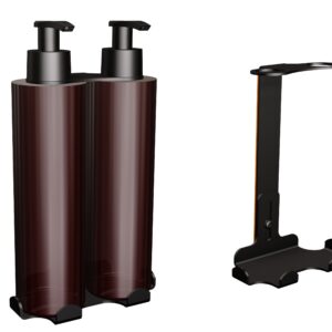 Uchwyt-dozownik mydła w płynie i szamponu samoprzylepny 2x300ml ANDEX Technic 387NG stal nierdzewna czarny