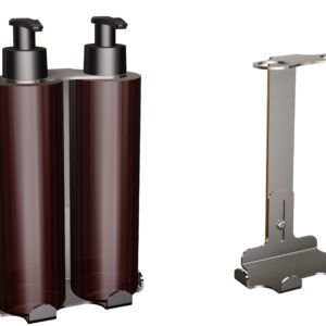 Uchwyt-dozownik mydła w płynie i szamponu samoprzylepny 2x300ml ANDEX Technic 387SG stal nierdzewna polerowana