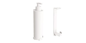Uchwyt-dozownik mydła w płynie samoprzylepny 300ml ANDEX Technic 386B stal nierdzewna biały
