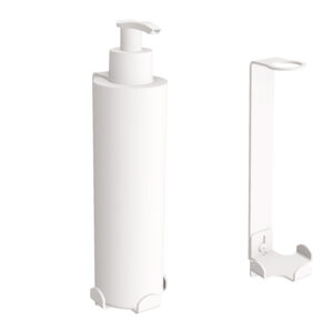 Uchwyt-dozownik mydła w płynie samoprzylepny 300ml ANDEX Technic 386B stal nierdzewna biały