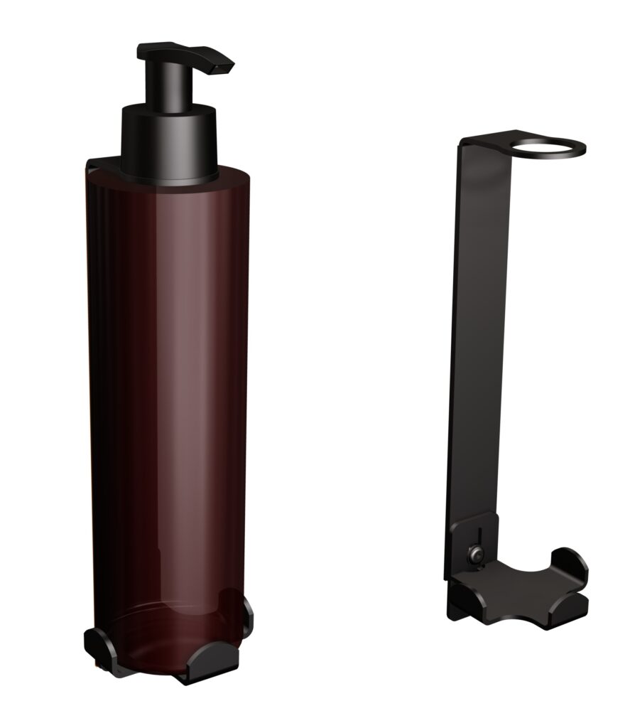 Uchwyt-dozownik mydła w płynie samoprzylepny ANDEX Technic 386NG stal nierdzewna czarny