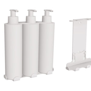 Uchwyt-dozownik mydła w płynie, szamponu, i odżywki 3x300ml ANDEX Technic 350B stal nierdzewna biały
