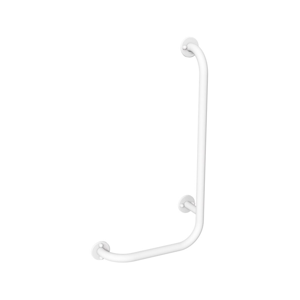 Uchwyt kątowy lewy 60×30 cm ANDEX Bez Barier 823/L/B stal nierdzewna biały