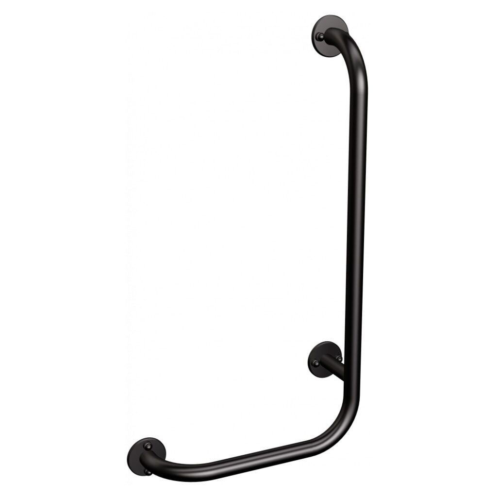 Uchwyt kątowy lewy 60×30 cm ANDEX Bez Barier 823/L/NG stal nierdzewna czarny