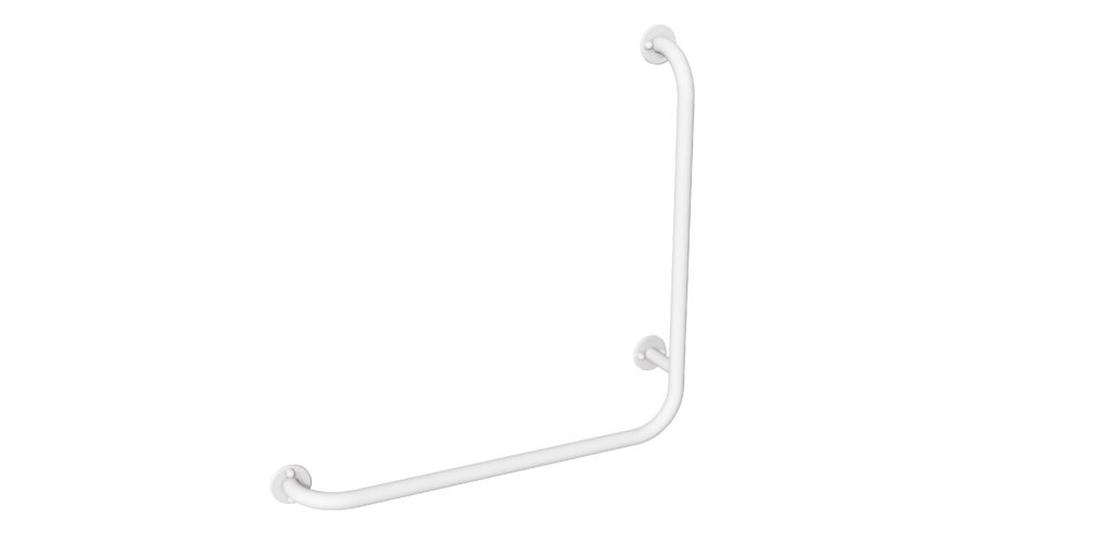 Uchwyt kątowy lewy 60×60 cm ANDEX Bez Barier 824/L/B stal nierdzewna biały