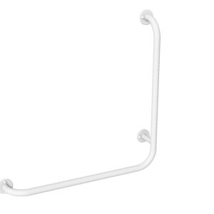 Uchwyt kątowy lewy 60×60 cm ANDEX Bez Barier 824/L/B stal nierdzewna biały