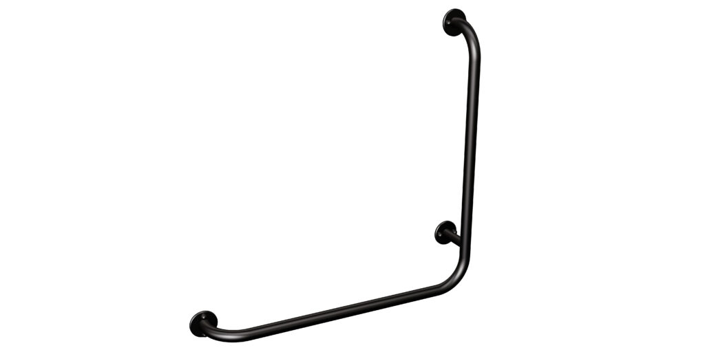 Uchwyt kątowy lewy 60×60 cm ANDEX Bez Barier 824/L/NG stal nierdzewna czarny