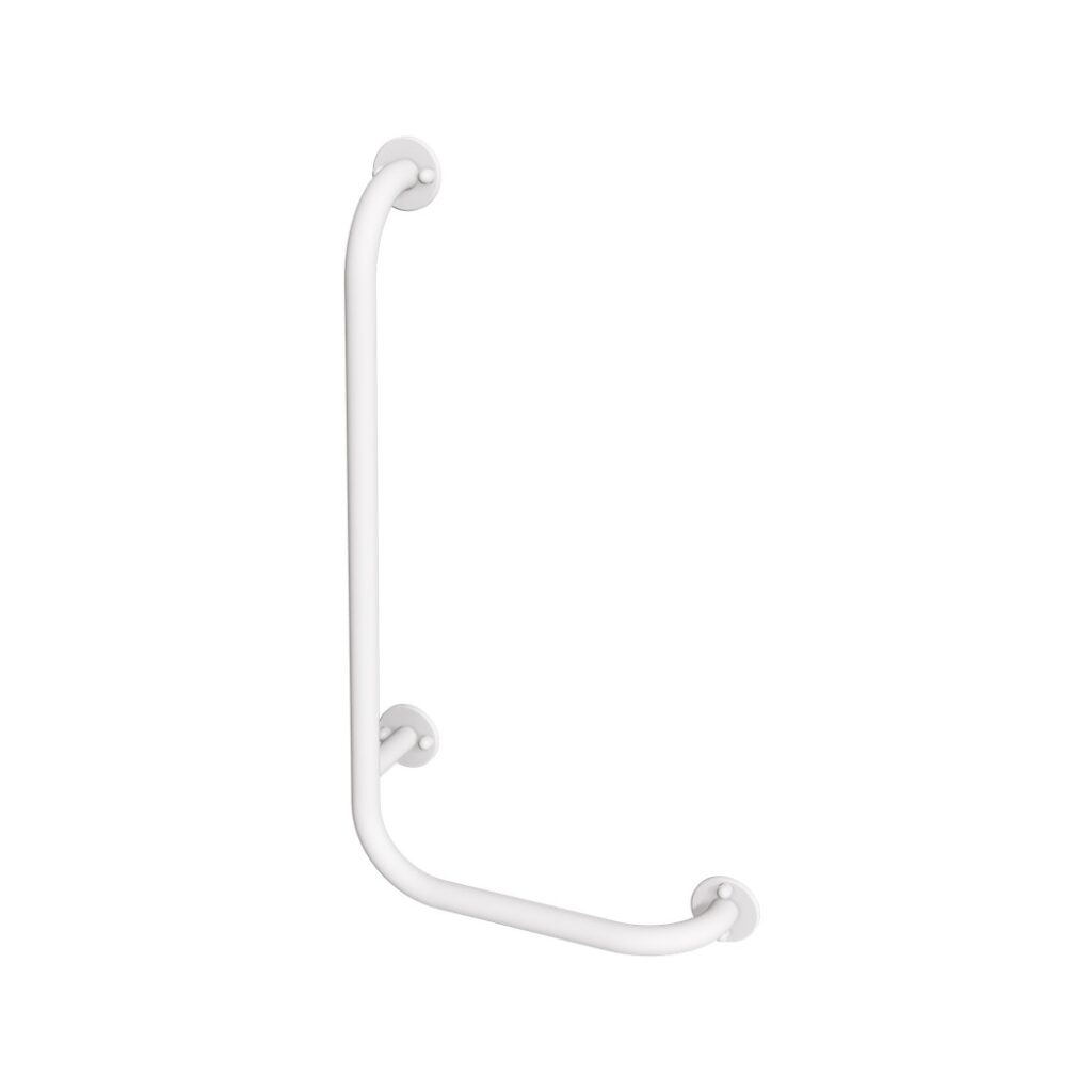 Uchwyt kątowy prawy 60×30 cm ANDEX Bez Barier 823/P/B stal nierdzewna biały