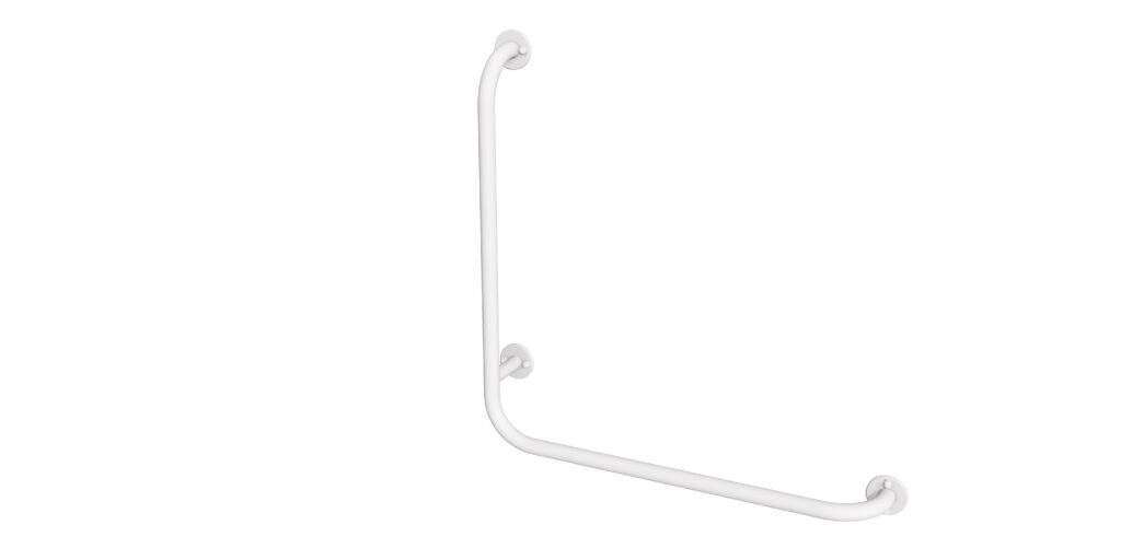 Uchwyt kątowy prawy 60×60 cm ANDEX Bez Barier 824/P/B stal nierdzewna biały