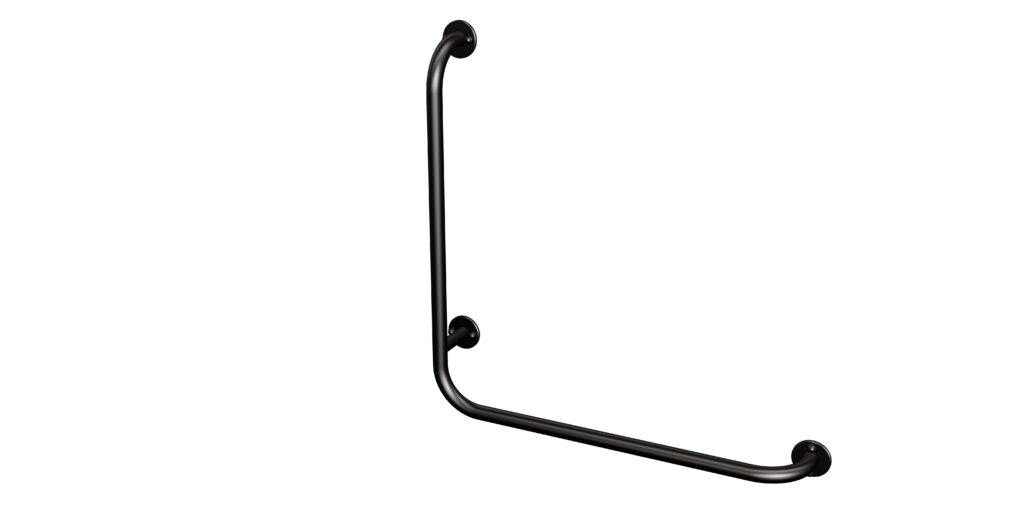 Uchwyt kątowy prawy 60×60 cm ANDEX Bez Barier 824/P/NG stal nierdzewna czarny