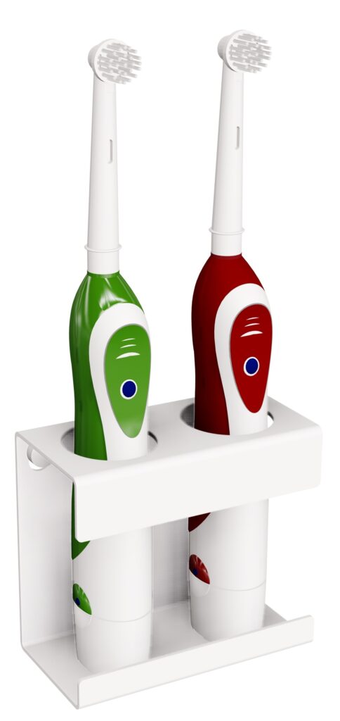 Uchwyt na dwie szczoteczki elektryczne lewy ANDEX Technic 335/L/B stal nierdzewna biały