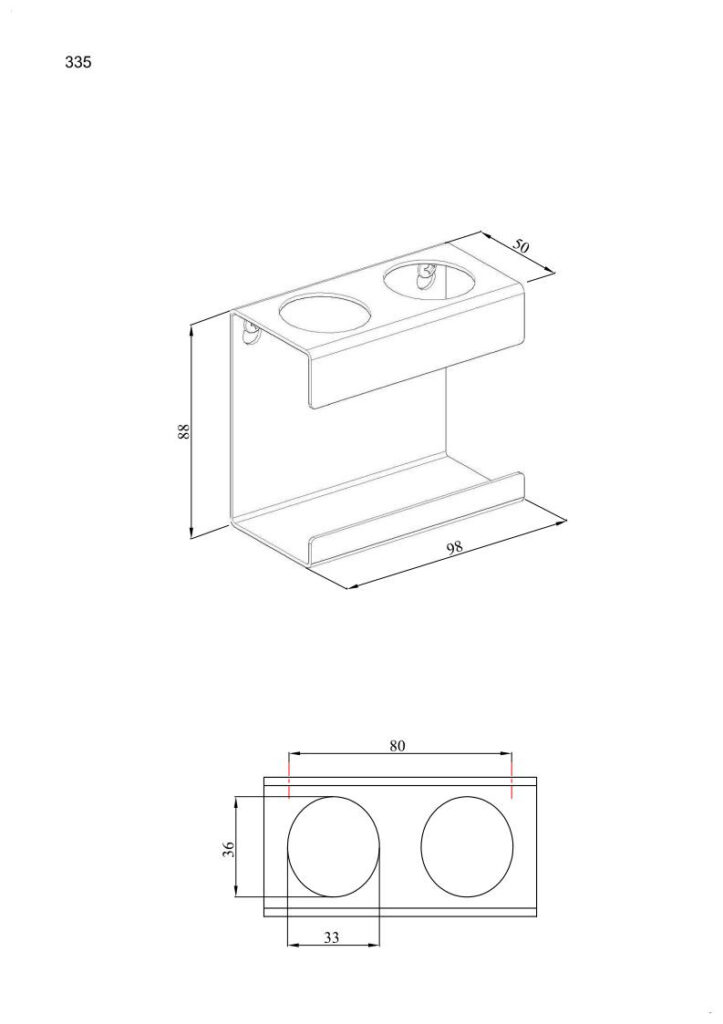 Uchwyt na dwie szczoteczki elektryczne lewy ANDEX Technic 335/L/B stal nierdzewna biały