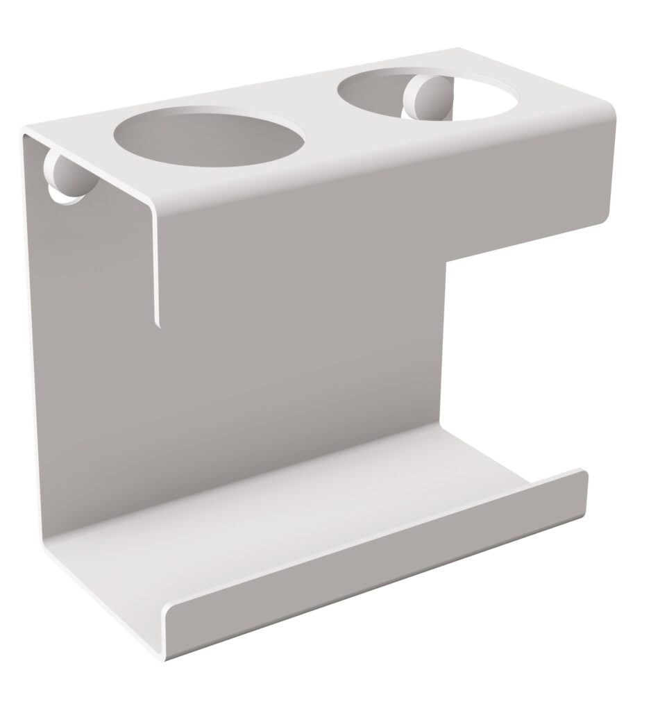 Uchwyt na dwie szczoteczki elektryczne lewy ANDEX Technic 335/L/B stal nierdzewna biały