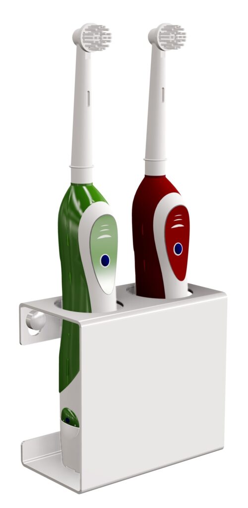 Uchwyt na dwie szczoteczki elektryczne prawy ANDEX Technic 335/P/B stal nierdzewna biały