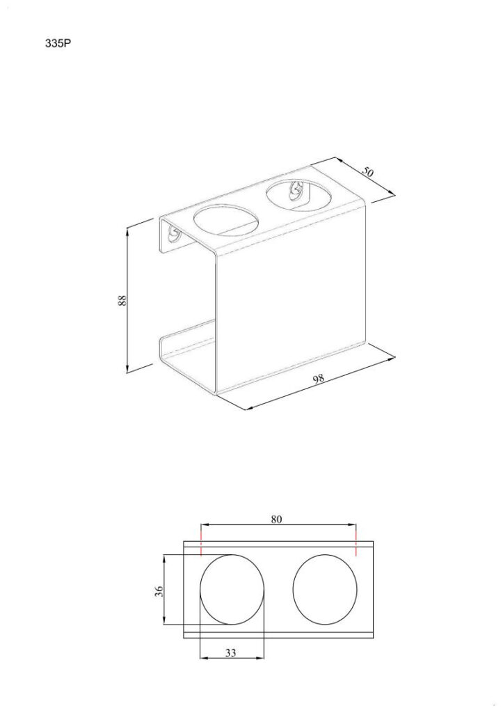 Uchwyt na dwie szczoteczki elektryczne prawy ANDEX Technic 335/P/SG stal nierdzewna polerowana