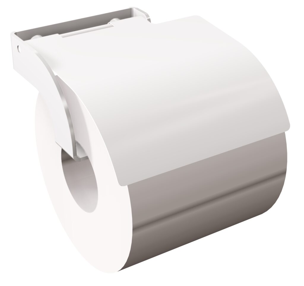 Uchwyt na papier toaletowy z osłonką ANDEX Technic 314B stal nierdzewna biały