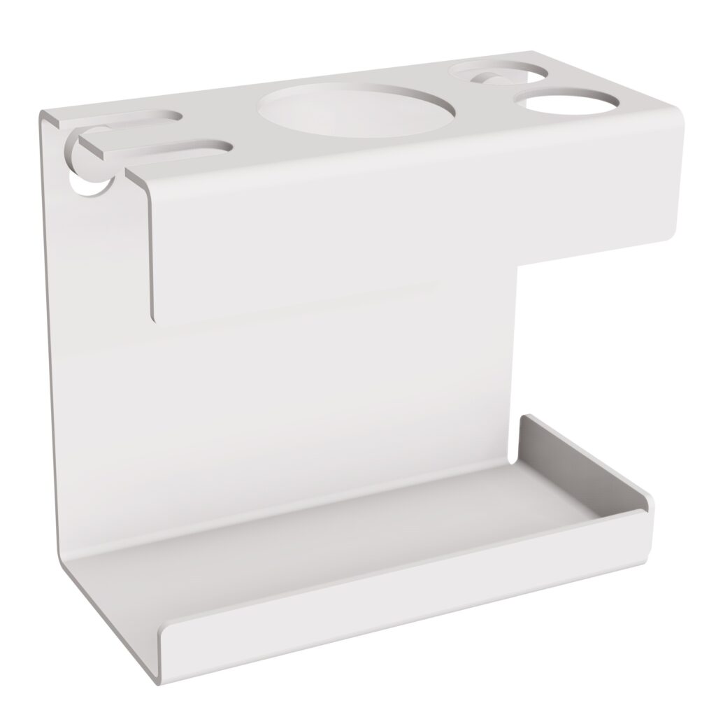 Uchwyt na szczoteczkę elektryczną, dwie końcówki i szczoteczki zwykłe ANDEX Technic 339B stal nierdzewna biały