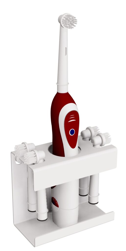 Uchwyt na szczoteczkę elektryczną i cztery końcówki ANDEX Technic 338B stal nierdzewna biały