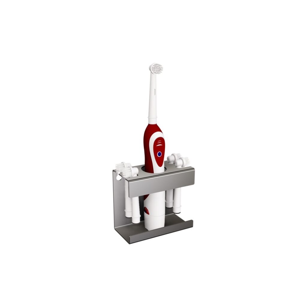 Uchwyt na szczoteczkę elektryczną i cztery końcówki ANDEX Technic 338SG stal nierdzewna polerowana