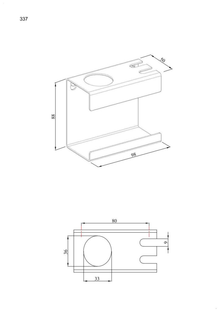 Uchwyt na szczoteczkę elektryczną i dwie końcówki ANDEX Technic 337SG stal nierdzewna polerowana