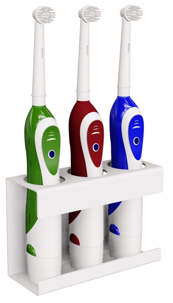 Uchwyt na trzy szczoteczki elektryczne ANDEX Technic 336B stal nierdzewna biały