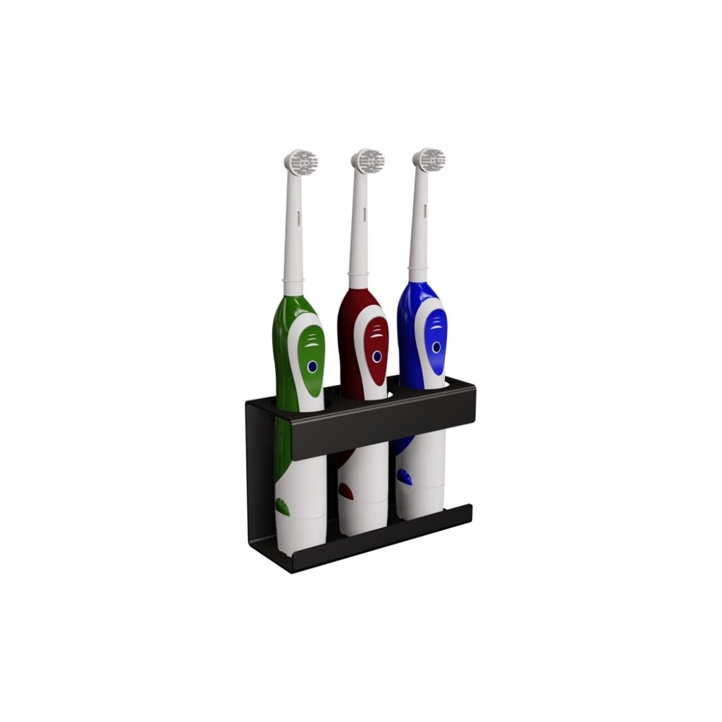 Uchwyt na trzy szczoteczki elektryczne ANDEX Technic 336NG stal nierdzewna czarny