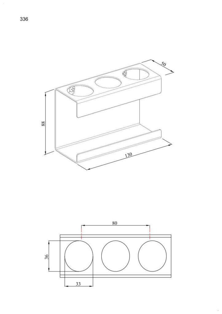 Uchwyt na trzy szczoteczki elektryczne ANDEX Technic 336NG stal nierdzewna czarny