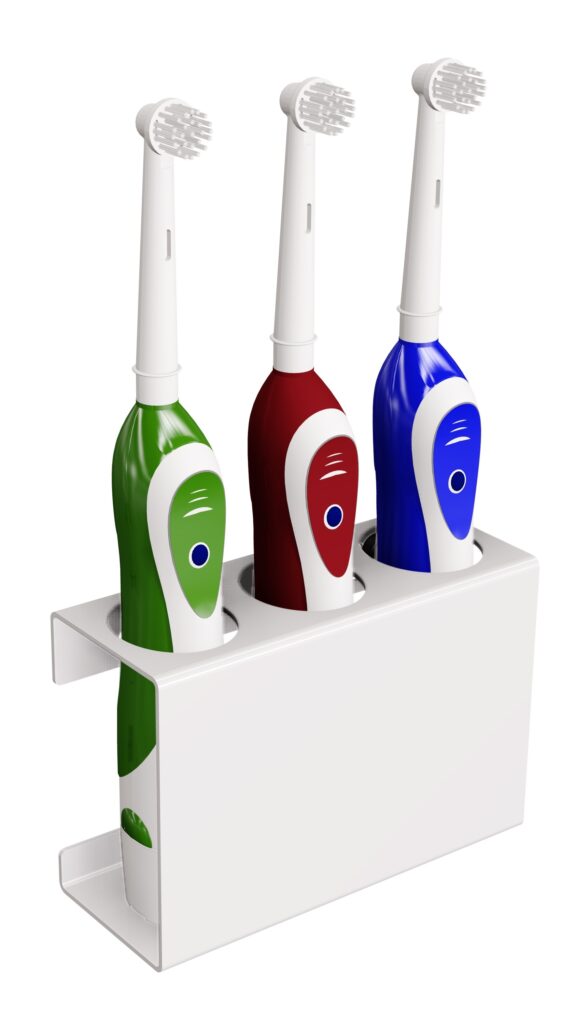 Uchwyt na trzy szczoteczki elektryczne prawy ANDEX Technic 336/P/B stal nierdzewna biały