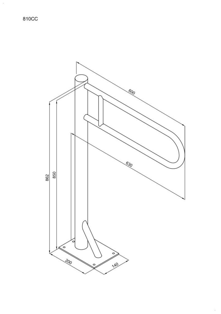 Uchwyt podłogowy stały ANDEX Bez Barier 810CC stal nierdzewna polerowana