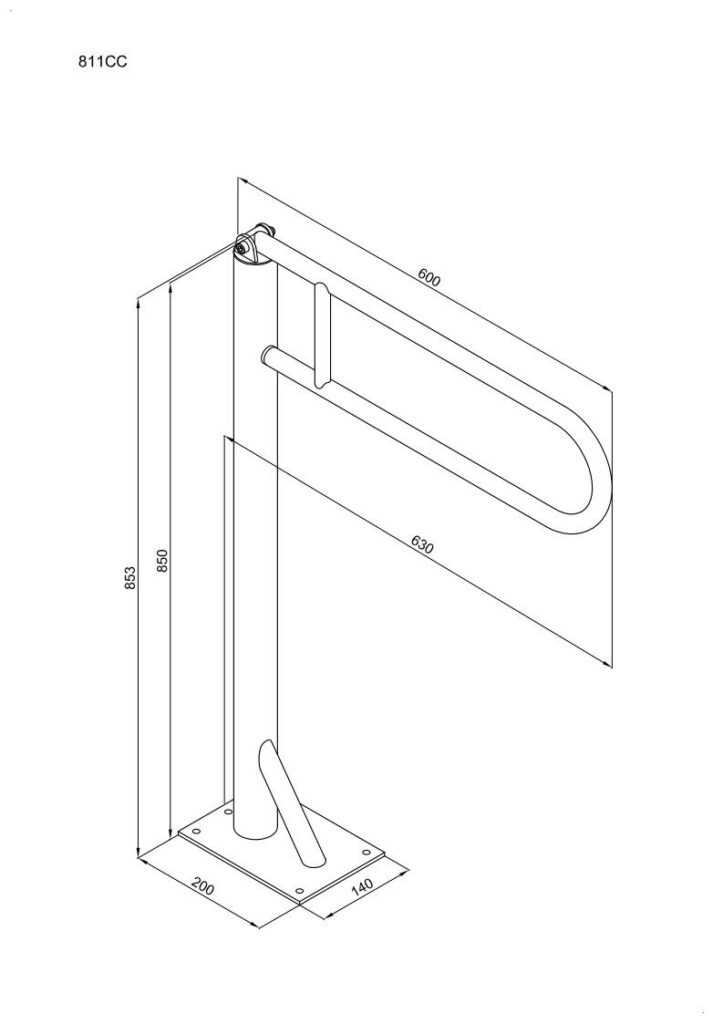 Uchwyt podłogowy uchylny ANDEX Bez Barier 811B stal nierdzewna biały